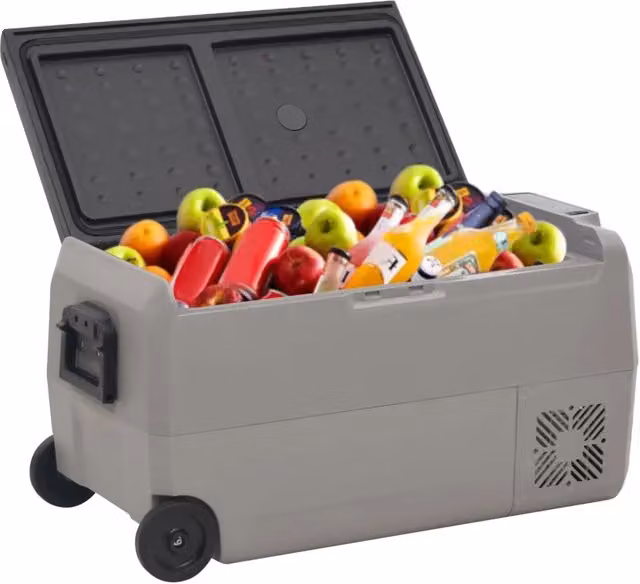 Borsa Frigo con Ruote vidaXL Nera e Grigia, Capacità 36,5 l, in Plastica, L/P/H: 37,0 x 31,5 x 71,0 cm