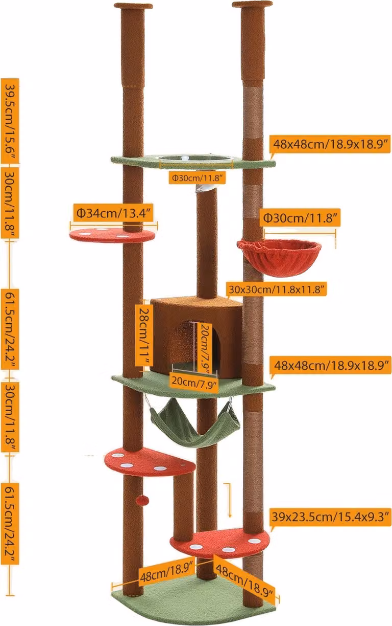 Albero per gatti regolabile in altezza, design a cinque livelli, stabile e sicuro, AMT0119BN, XL