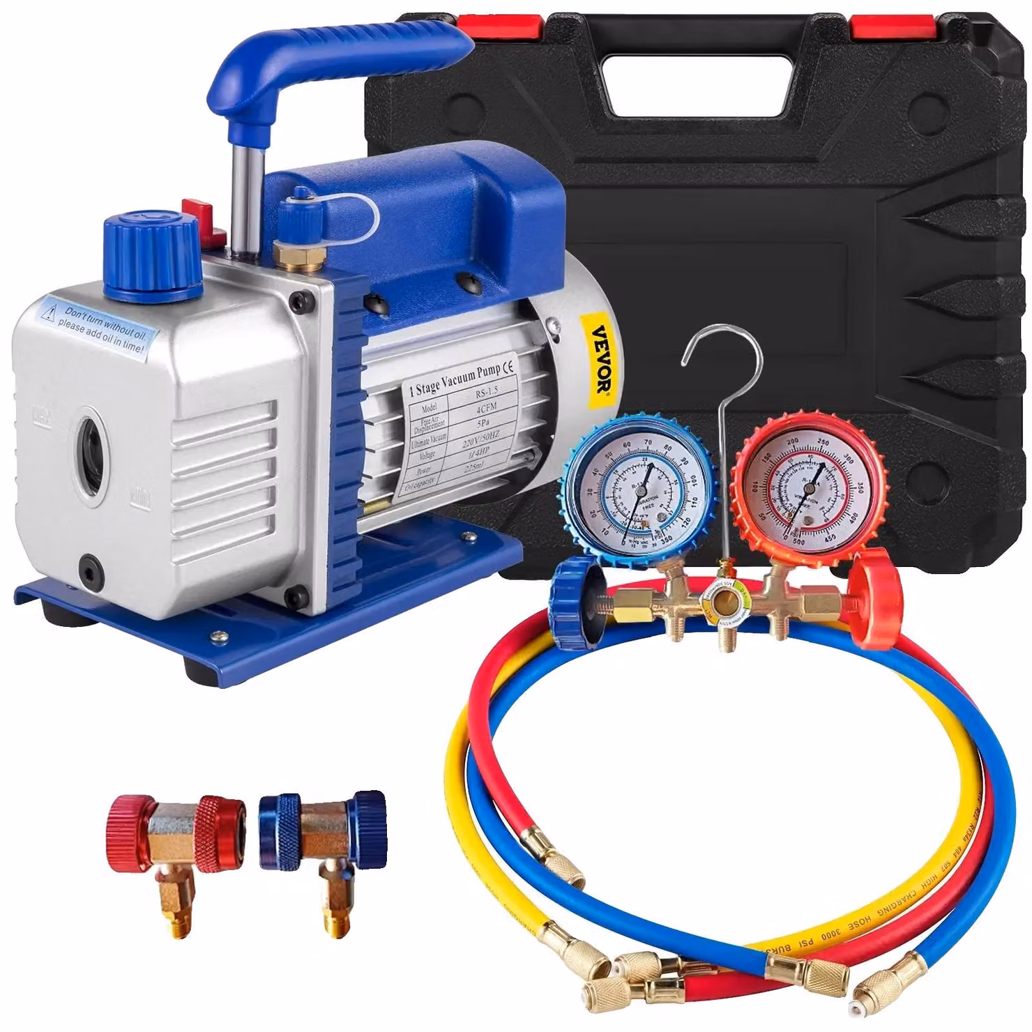 Pompe per vuoto, costruzione robusta, elevate prestazioni, manometro da 4 CFM con motore da 1-4 HP