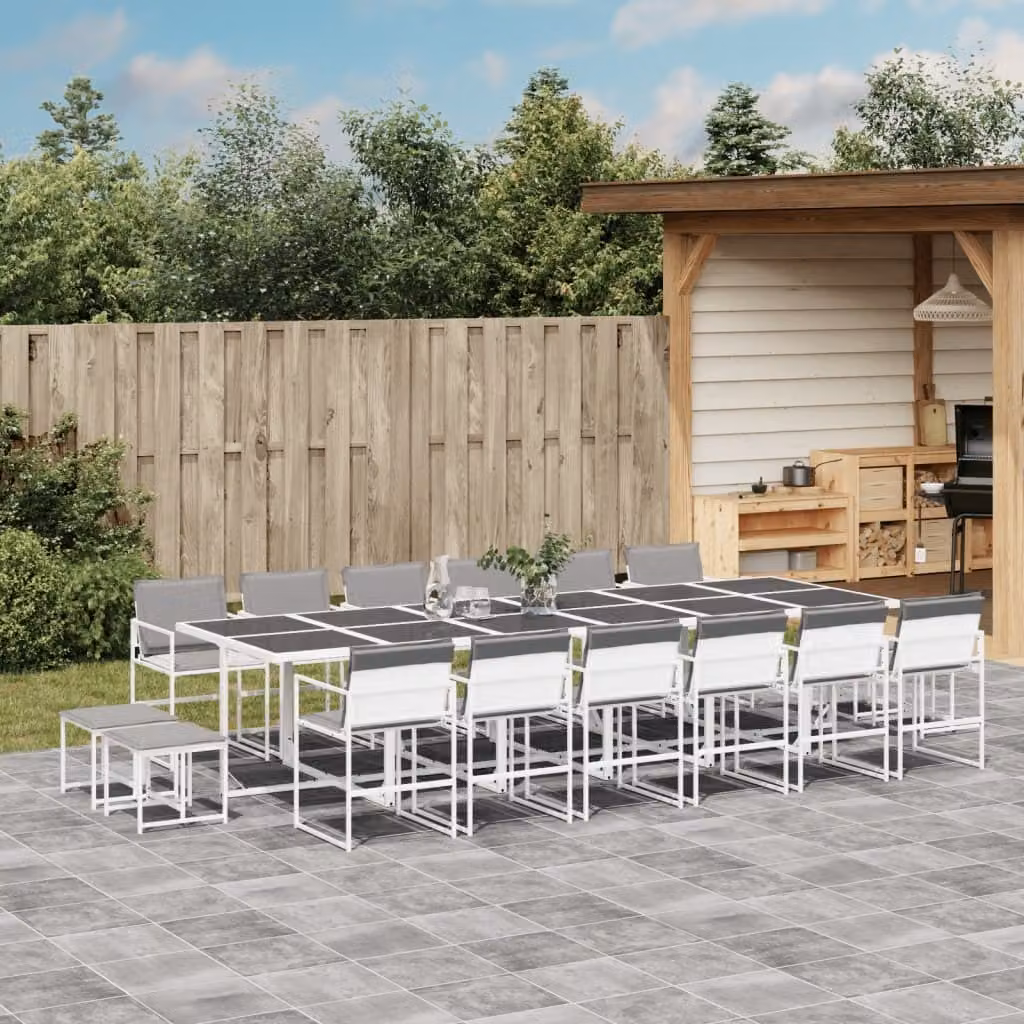 Maison Exclusive - Set da pranzo da giardino da 17 pezzi con cuscini in Textilene bianco