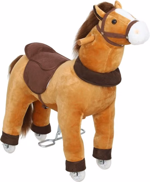 Cavallo a dondolo per bambini zephmum in tessuto marrone scuro L/P/H: 75 x 30 x 70 cm
