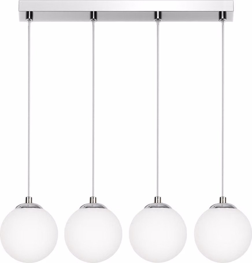 Lampada di design con sfera in vetro cromata regolabile in altezza