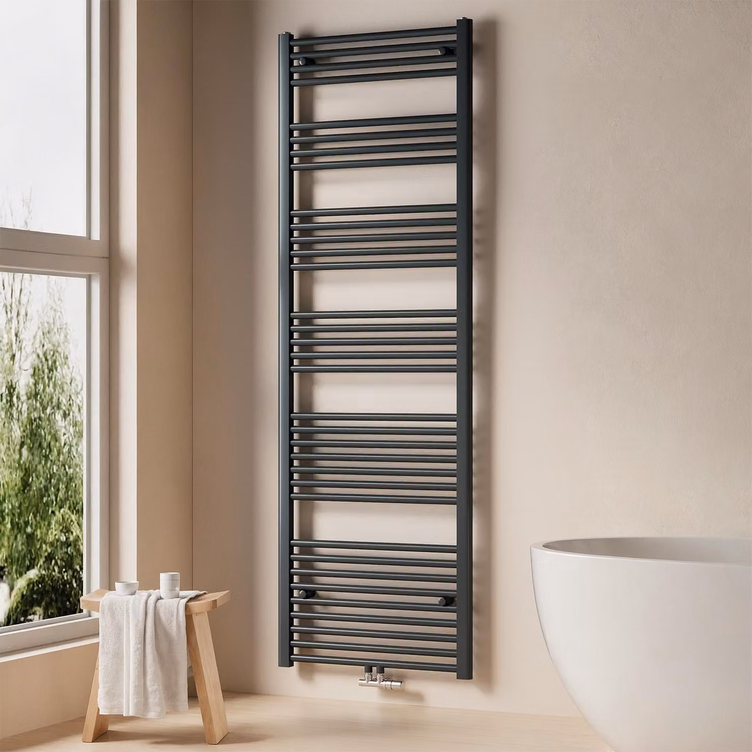 EMKE radiatore bagno asciugamani radiatore 60x180cm 860 Watt di potenza antracite attacco centrale riscaldamento senza resistenza