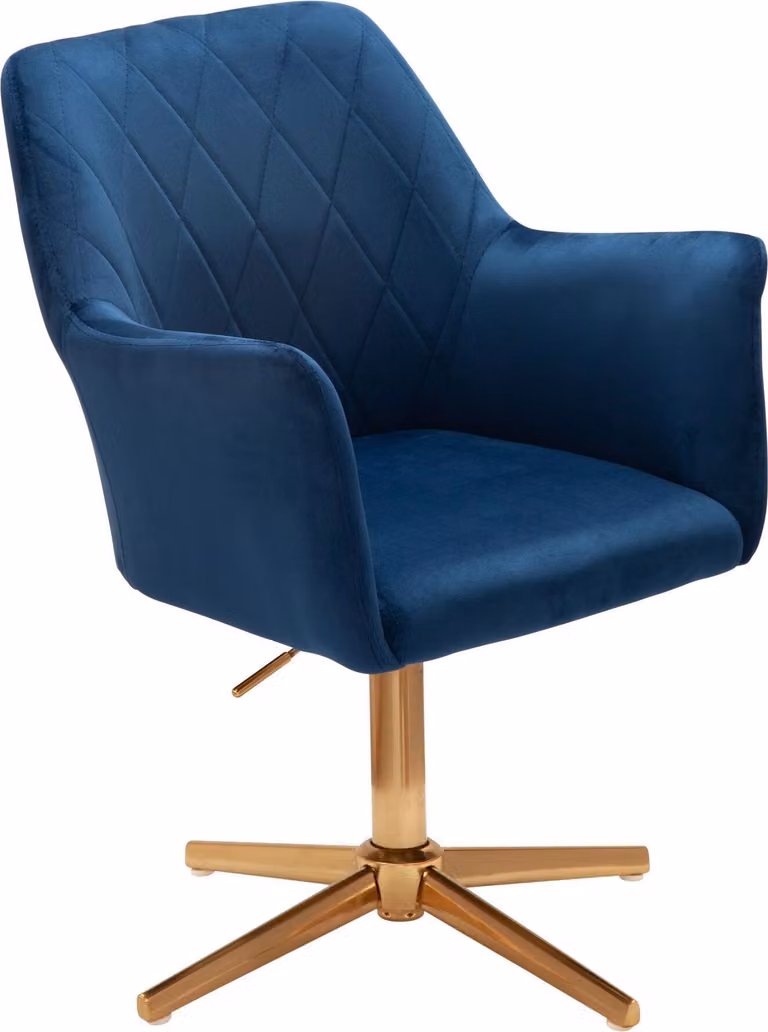 Sedia da scrittura design in velluto blu scuro sedia girevole con schienale | Wohnling