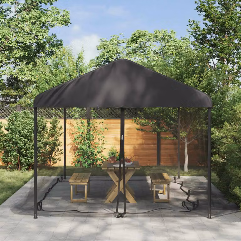 vidaXL Zanzariera per gazebo 220 mesh Nero 6 x 3 x 2 m Poliestere