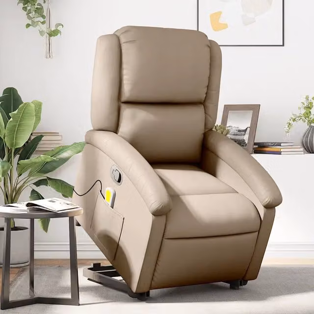Poltrona Alzapersone Massaggi Reclinabile Cappuccino Similpelle 3204239