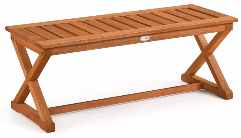 COSTWAY – Panchina da giardino per 2 persone, resistente agli agenti atmosferici, panca senza schienale, panca in legno, panca da balcone in legno massello, panca per ingresso con capacità di carico fino a 200 kg, panca per fiori 110x42x43 cm