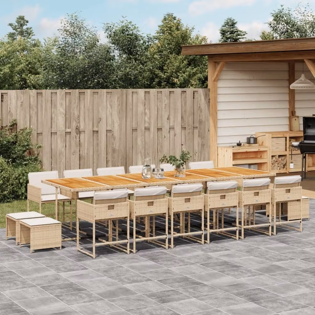 Maison Exclusive - Set da Pranzo da Giardino 17 pz con Cuscini Beige in Polyrattan