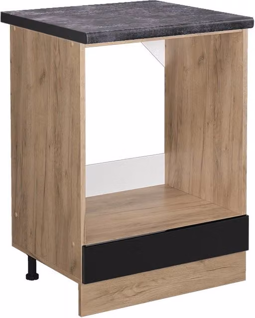 Mobile per forno da incasso Vicco R-Line Nero lucido e Rovere, L: 60 cm, H: 81,6 cm, P: 60 cm, Antracite – 1