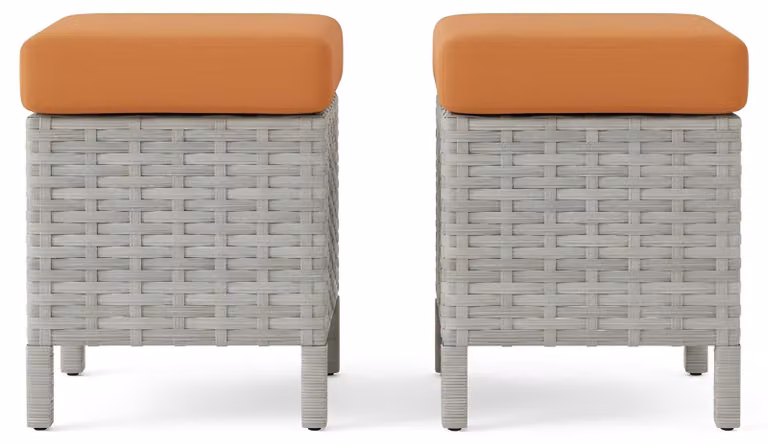 Pouf, sgabello, seduta da giardino, in rattan sintetico, con cuscino, mobili da esterno