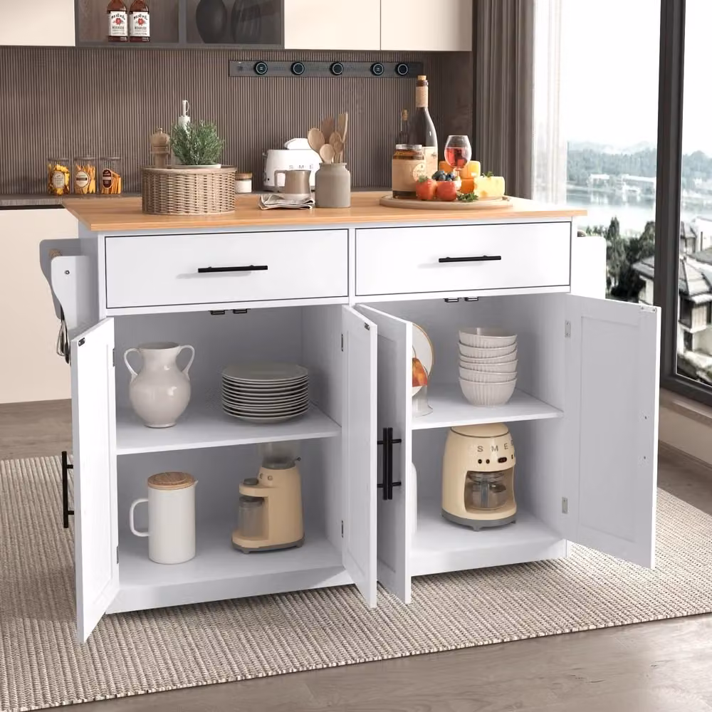 Carrello Servitore Pieghevole Xylo Bianco e Marrone in Legno e Metallo L/P/H: 120 x 46 x 91 cm – 2