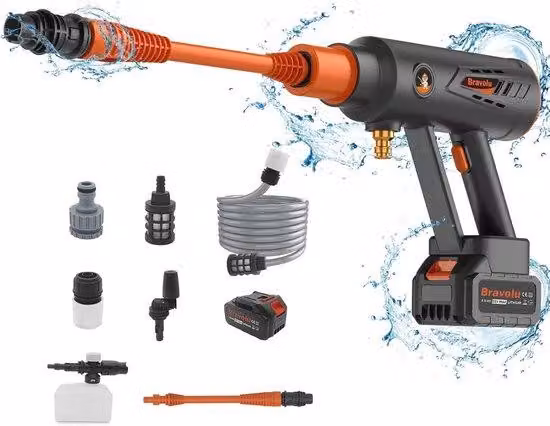 Idropulitrice portatile da 580 PSI, idropulitrice portatile a batteria con accessori