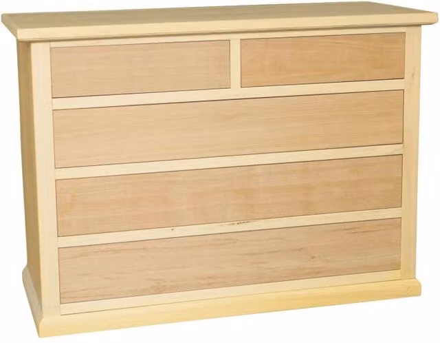 Cassettiera classica in legno di pino non trattato Mobili 2G L: 120 cm, P: 50 cm, H: 85 cm