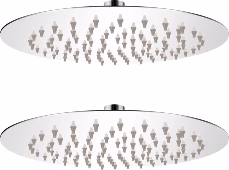 The Living Store Soffioni doccia a pioggia 2 pz. Acciaio inox Ø 20 cm