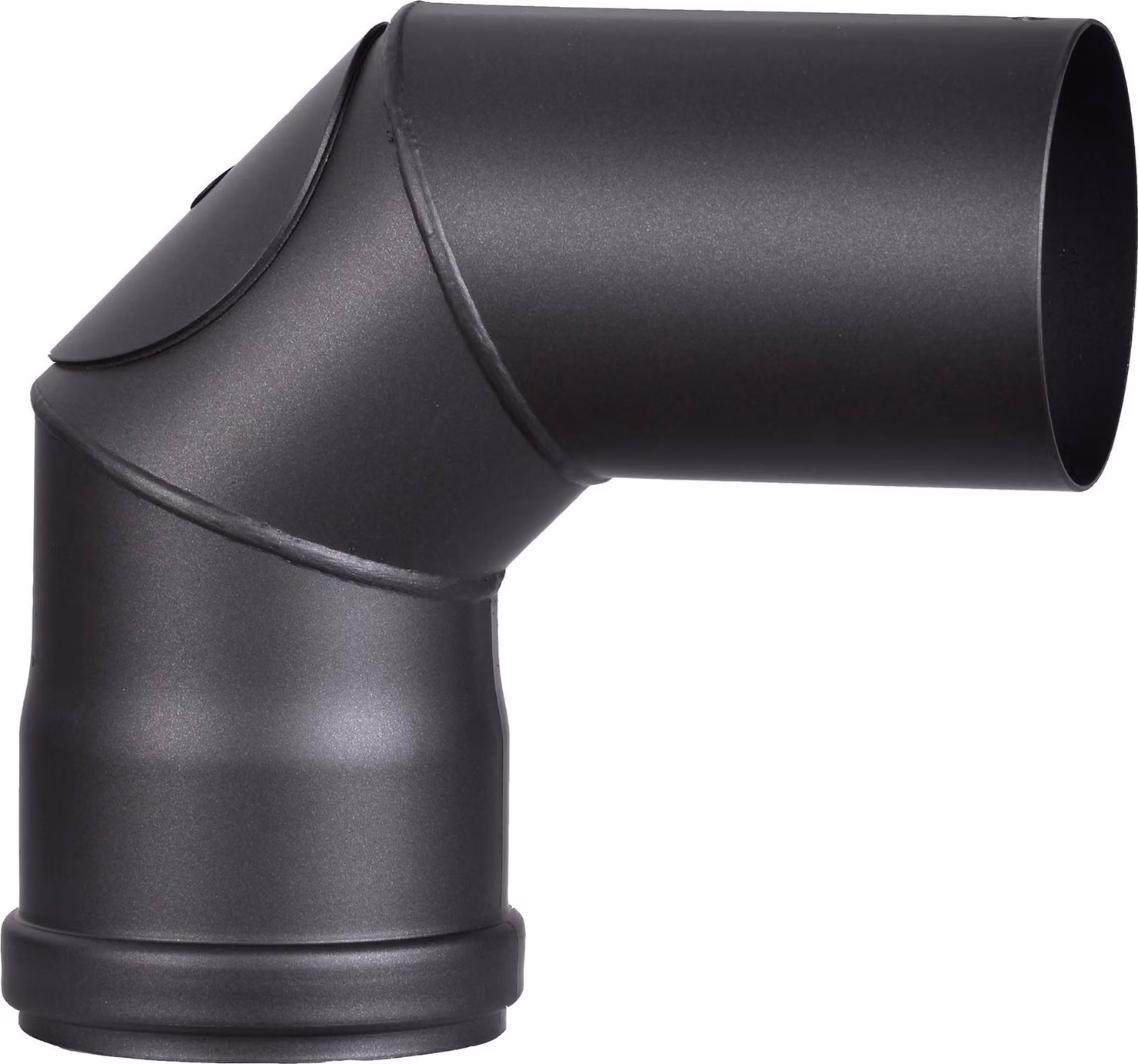 Curva per stufa a pellet R80/B90T, acciaio spesso 1,2 mm, 80 mm, nera, angolo di 90 gradi