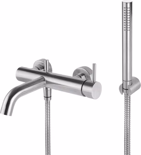 Kit Doccino e Miscelatore Monocomando per Vasca in Acciaio Inox Satinato Nilo