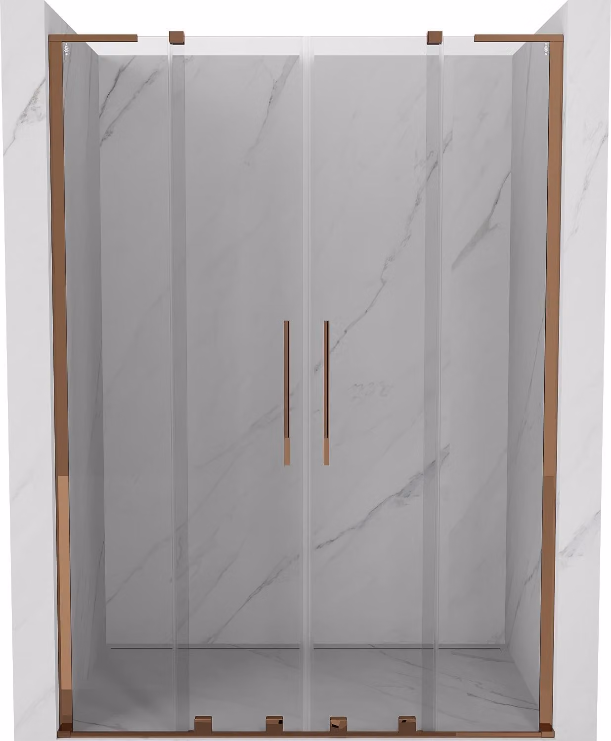 Mexen Velar L Duo porte doccia scorrevoli 150 cm, trasparente, oro rosa - 871-150-003-02-60