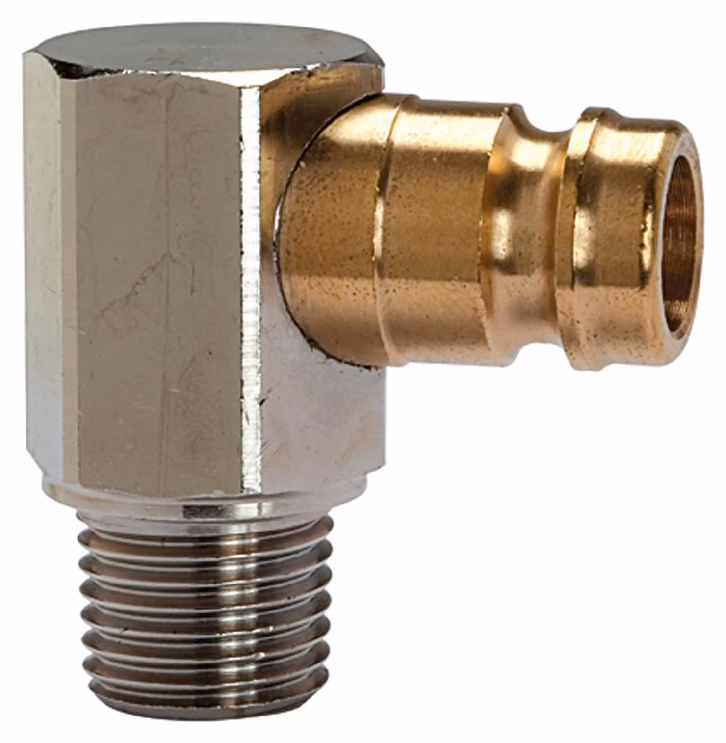 Nipplo a innesto per termoregolazione Riegler DN 9, 90°, con filettatura maschio, R 3/8