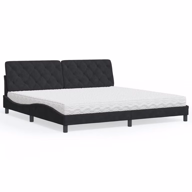 Letto con Materasso vidaXL in Velluto Nero 200x200 cm
