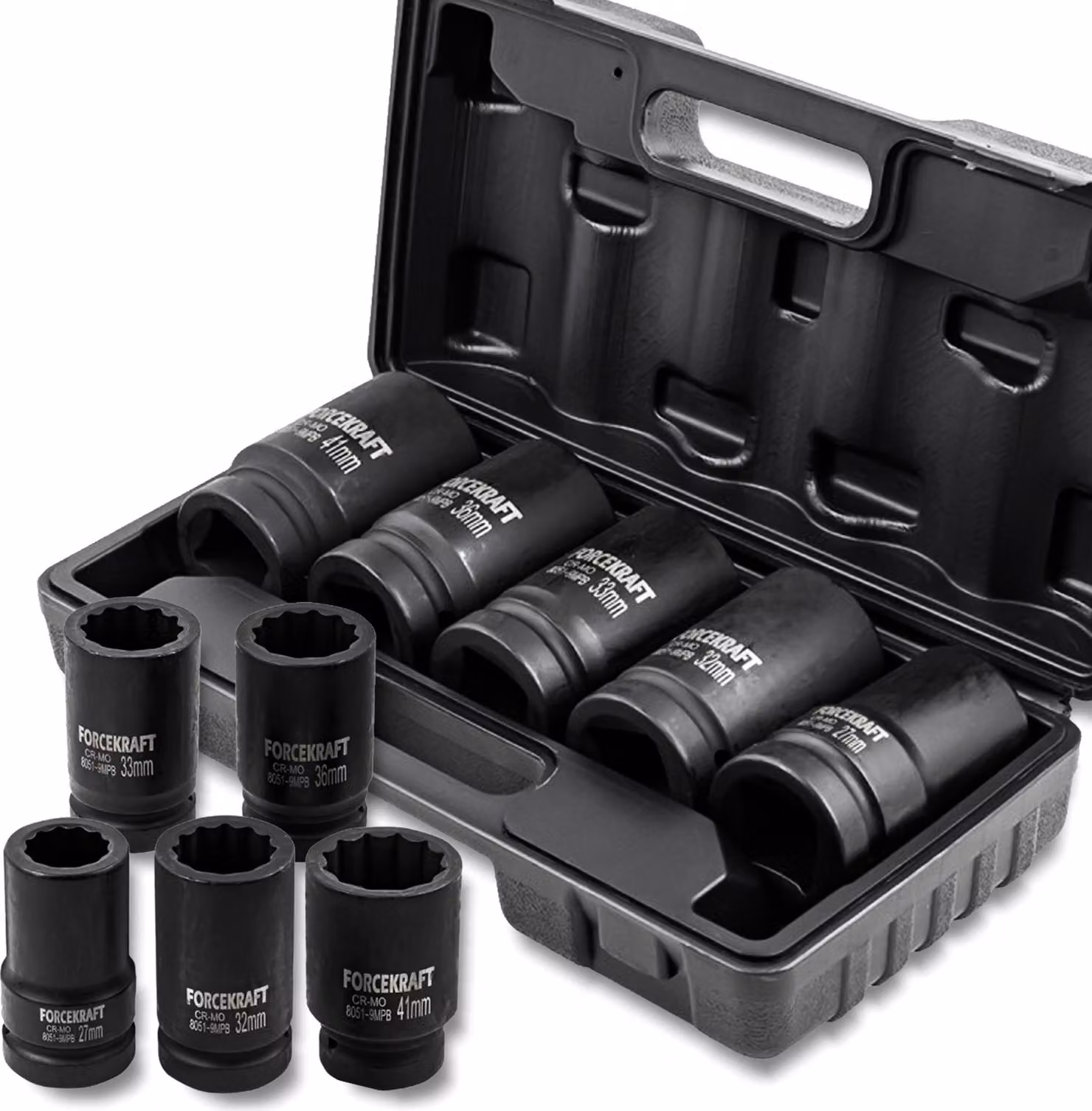 FORCEKRAFT Set di CAPPUCCE a percussione PROFONDE 1" 6 ELEMENTI 12 angolari