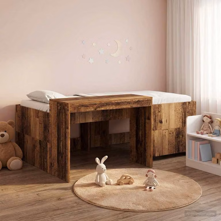 Maison Exclusive - Letto a soppalco con scrivania per bambini, realizzato in legno massello e pannelli di legno