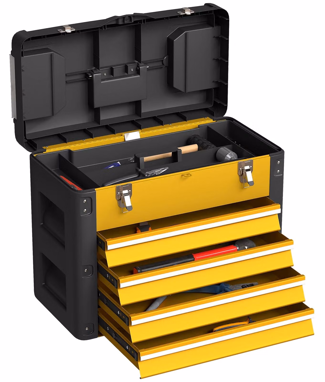 HOMCOM Cassetta degli attrezzi, 49,7 x 25,3 x 40,7 cm Cassetta degli attrezzi con 4 cassetti