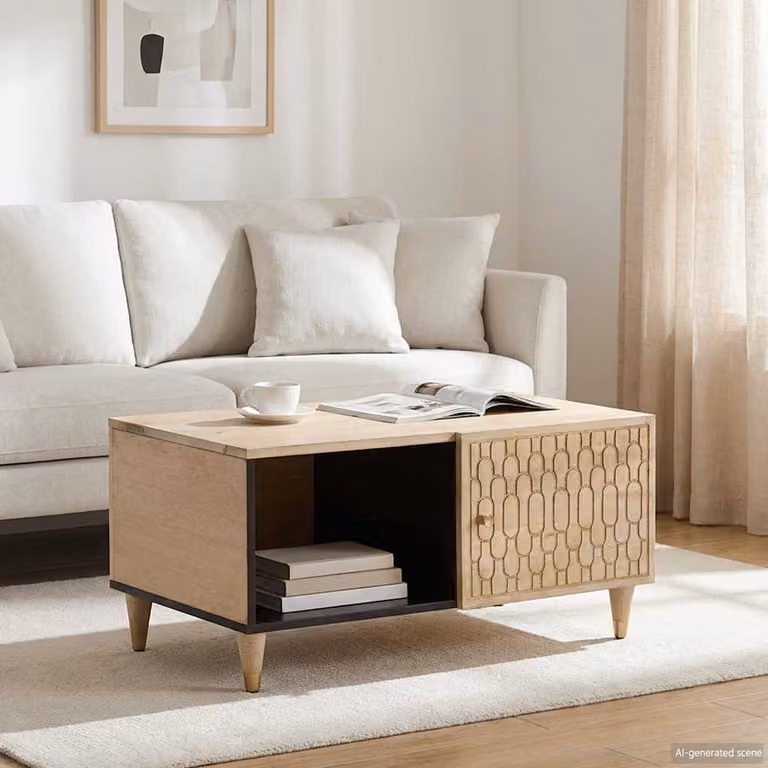 vidaXL Tavolino da Salotto Moderno in Legno di Mango Marrone e Beige L: 80 cm, P: 50 cm, H: 40 cm