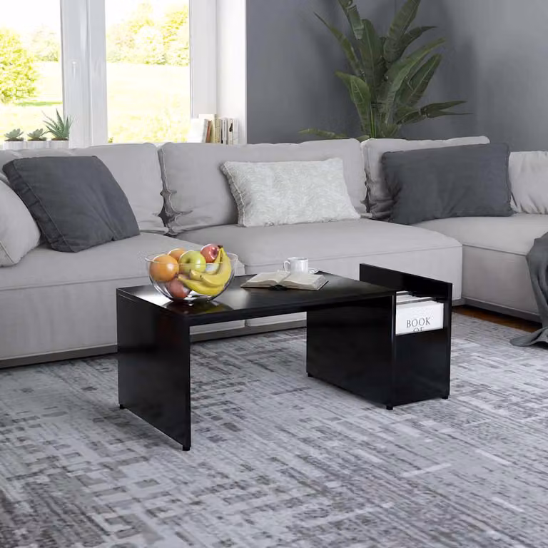vidaXL Tavolino da Salotto Moderno Nero in Legno e MDF L: 90 cm, P: 45 cm, H: 35 cm