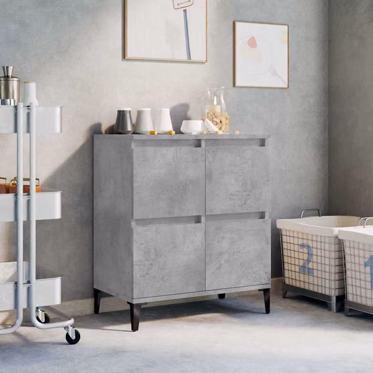 Credenza vidaXL Grigio in Legno e Metallo per Sala da Pranza L: 60 cm, P: 35 cm, H: 70 cm