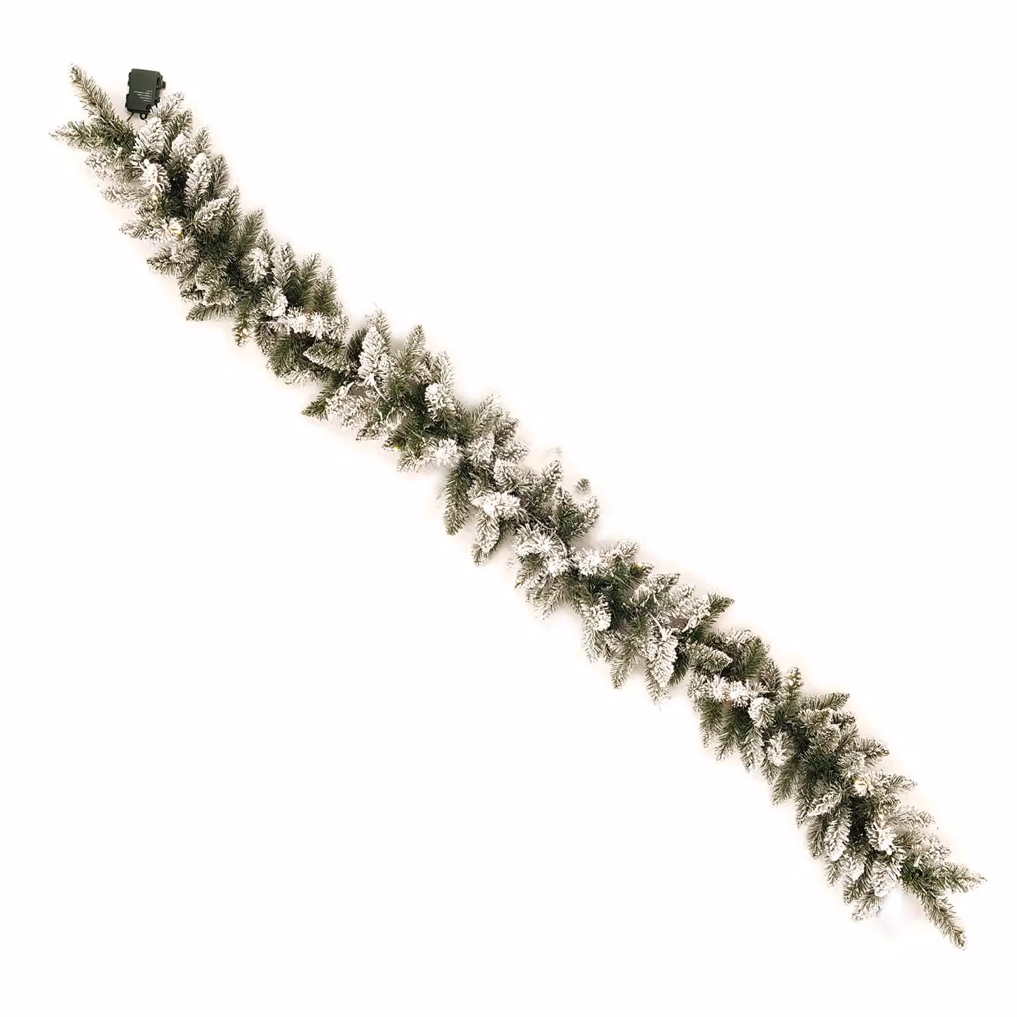 DICTROLUX Ghirlanda Natalizia Innevata con 50 LED Bianco Caldo a Batteria, Lunghezza: 270 cm – 1