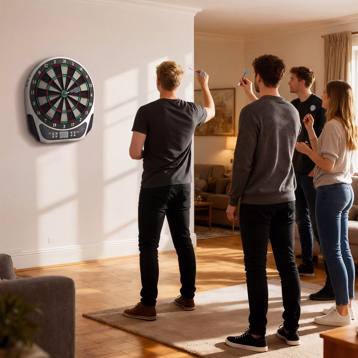 Bersaglio Elettronico Digitale Outsunny per fino a 8 Giocatori, Nero e Multicolore – 2