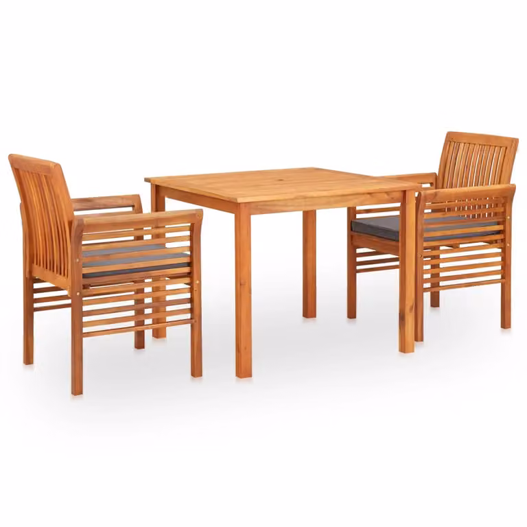 Maison Exclusive - Set da pranzo da giardino a 3 pezzi con cuscini, in legno massello di acacia