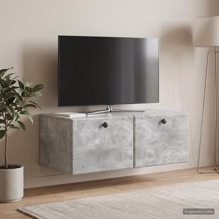 vidaXL Mobile Porta TV da Muro Moderno in MDF Grigio Cemento L: 78,5 cm, P: 41 cm, H: 30 cm