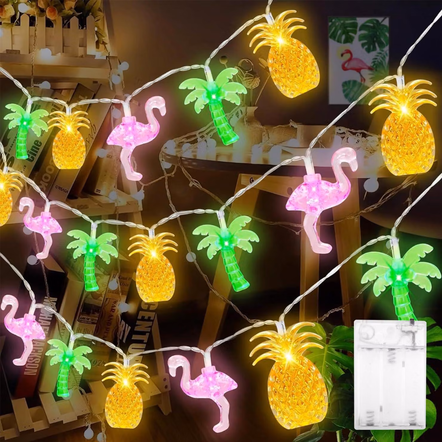 Catena luminosa "Hawaii" da 3 metri con 20 LED, ideale per creare un'atmosfera tropicale