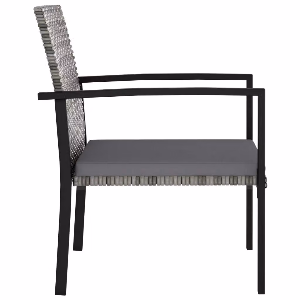 Set di 4 sedie da giardino moderne vidaXL in polyrattan grigio con cuscini inclusi – 2