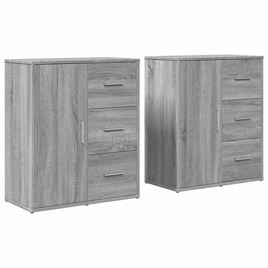 Credenze 2 pz Grigio Sonoma 60x31x70 cm in Legno Multistrato