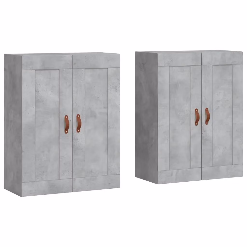 Set di 2 armadietti da parete vidaXL in legno multistrato, colore grigio cemento, stile industrial con ante a battente – 2