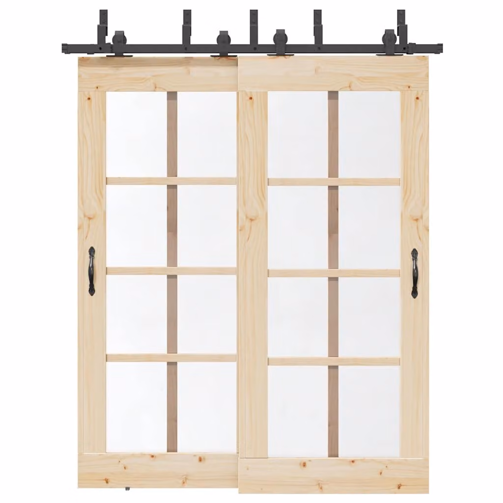 vidaXL Kit di Binari per Porte Scorrevoli in Acciaio Nero Opaco, Lunghezza: 183 cm