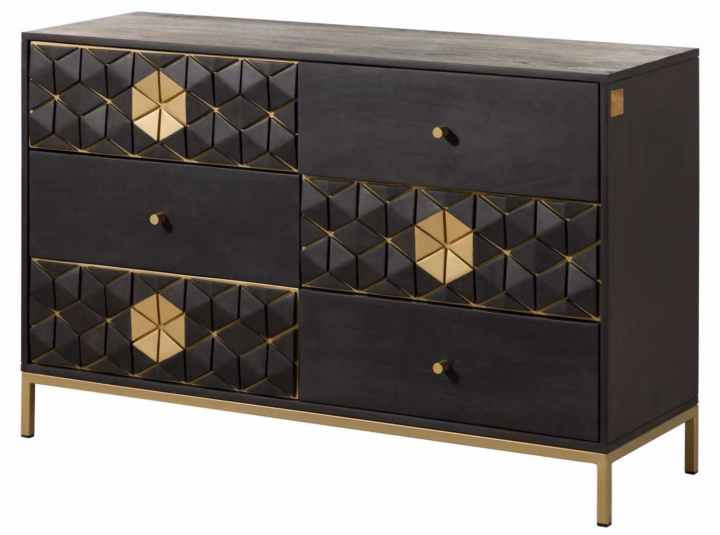 MASSIVMOEBEL24 | Credenza in legno di Mango 122x40x77 Oliato grigio DIAMOND #109