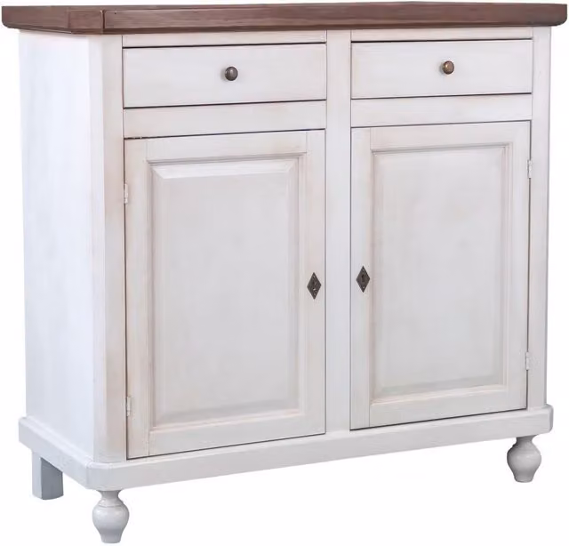 Madia credenza shabby chic bicolore in legno bianco e marrone con 2 porte Mobili 2G L/P/H: 104 x 43 x 98 cm – 1