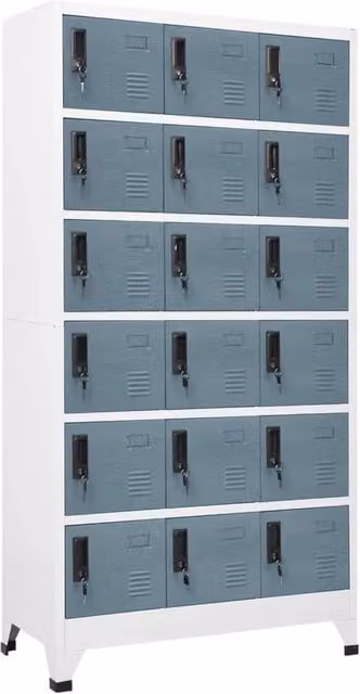 Armadio a casellari moderno design contemporaneo ufficio 90 x 40 x 180 cm in acciaio grigio chiaro 02_0047044