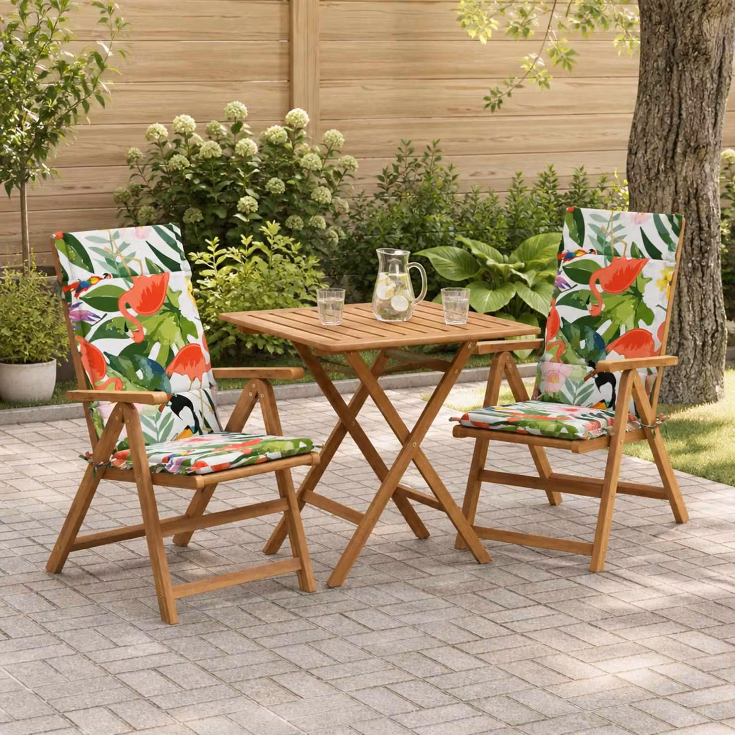 Set di 2 cuscini per sedia alta vidaXL GEMERT multicolore in poliestere con rivestimento rimovibile e resistente ai raggi UV
