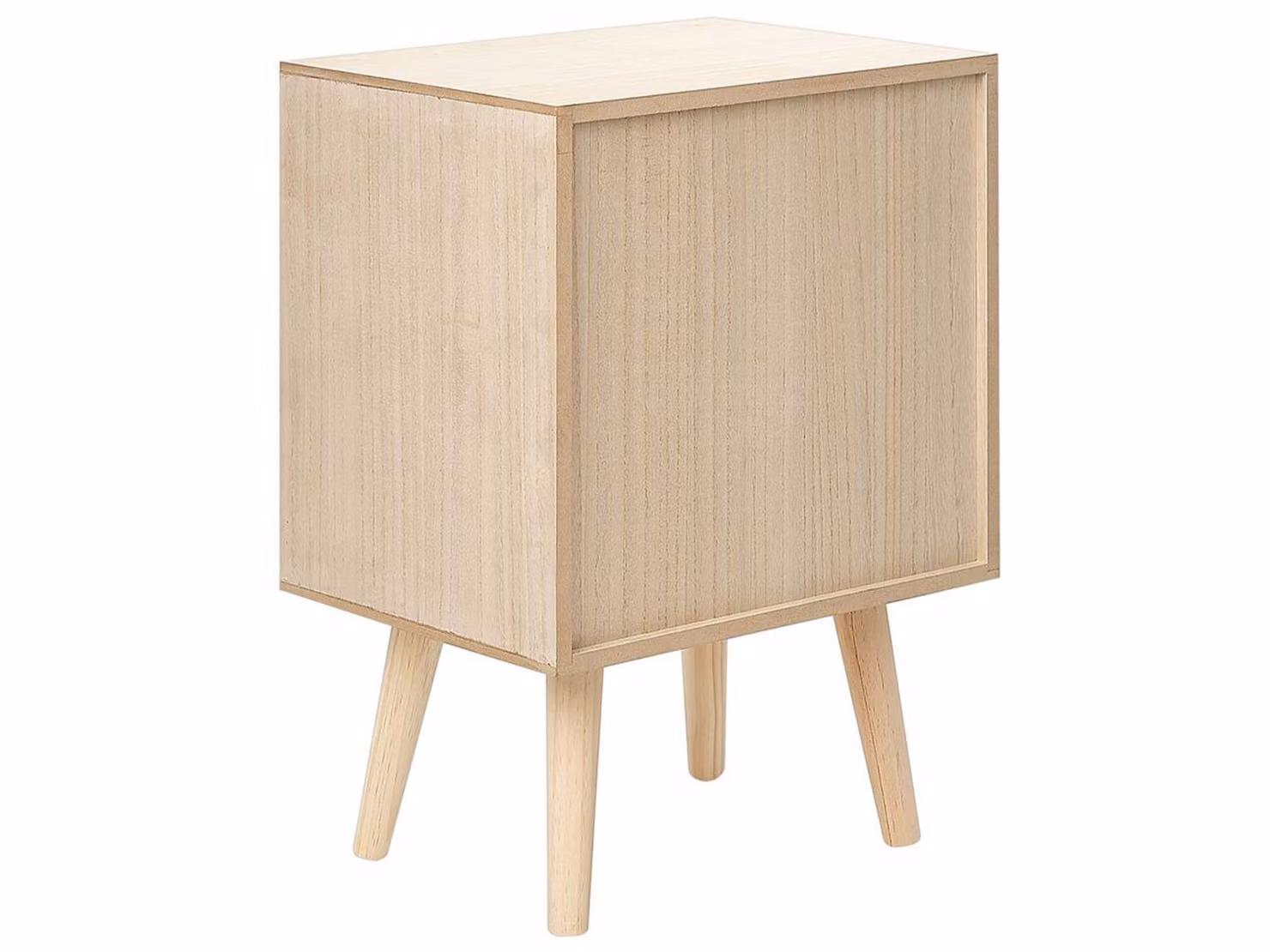 BELIANI Comodino in paulownia MDF chiaro con cassetto con anta in rattan comodino in stile bohémien comodino camera da letto