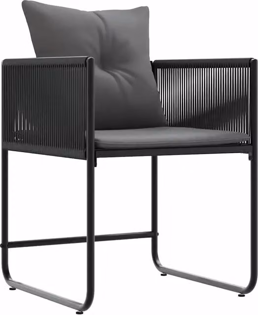 Sedia con cuscino 4 pz | Sedie da Esterno Nero e antracite Rattan in PE