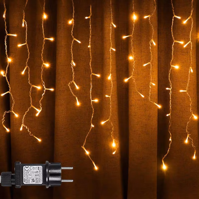 5M LED Ice Rain Fairy Lights bianco caldo 8 modalità di luce Tenda luminosa impermeabile Indoor Garden luci di Natale decorazione