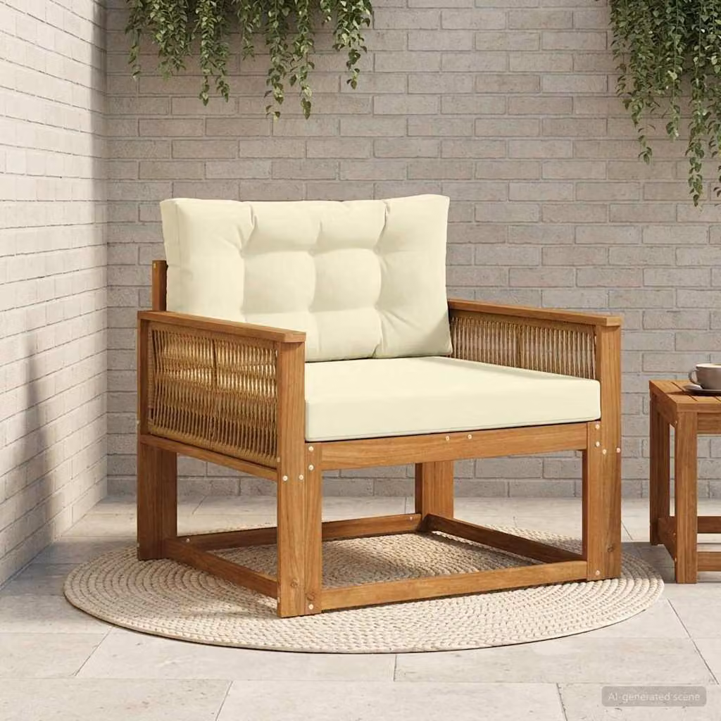 Divano centrale da esterno vidaXL in legno di acacia massello naturale per giardino e terrazzo