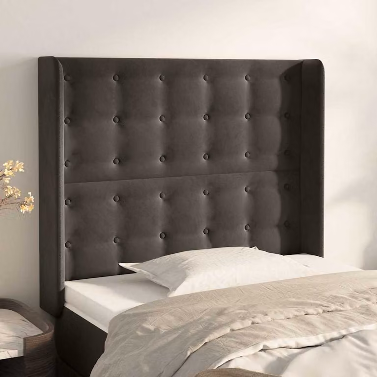 Testiera ad orecchio vidaXL in velluto grigio scuro L: 103 cm, P: 16 cm, H: 118-128 cm
