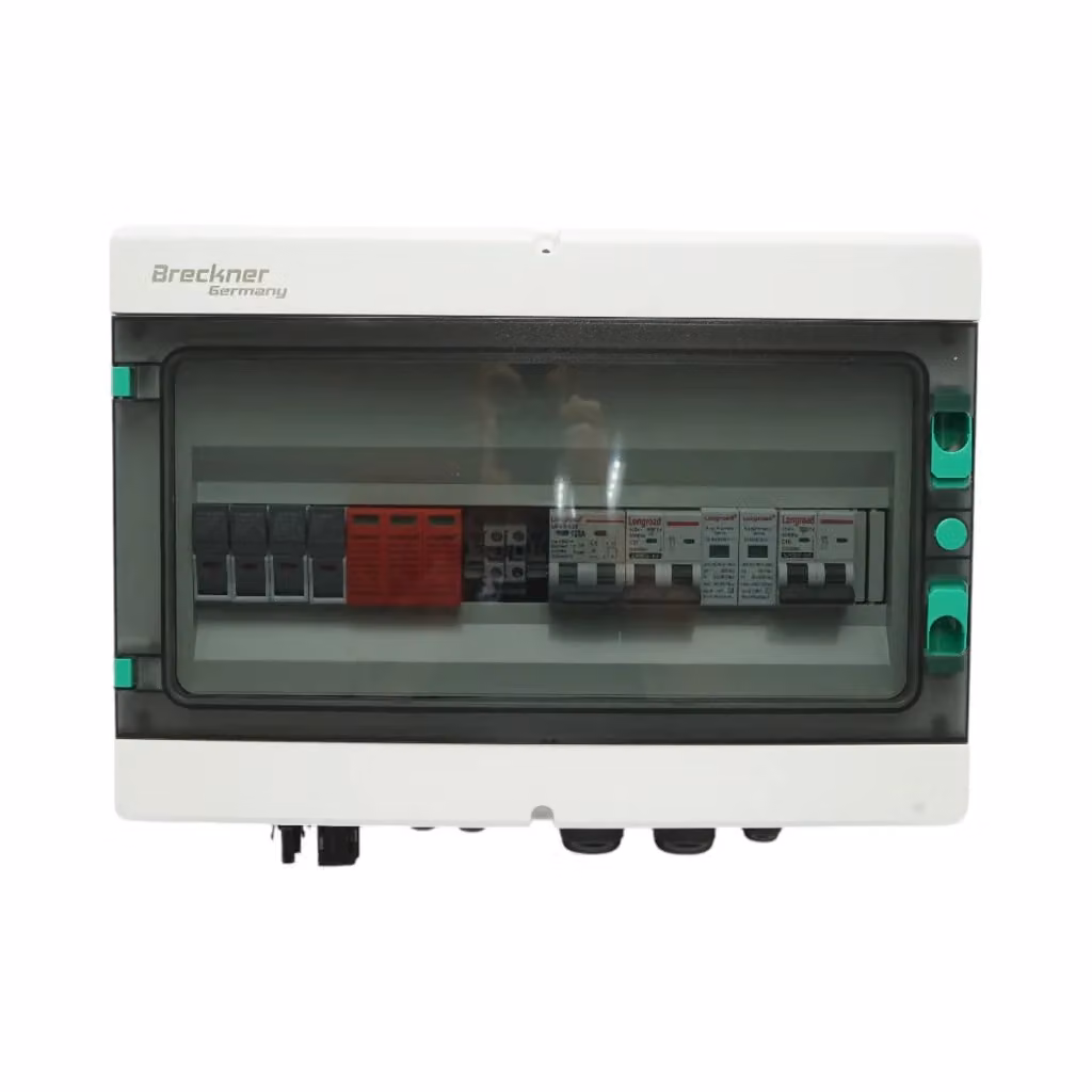 Quadro di protezione DC/AC Longroad per sistemi fotovoltaici da 3–5 kW con protezione batterie da 125 Ah per inverter ON/OFF Grid prosumer, bianco, da parete – 2