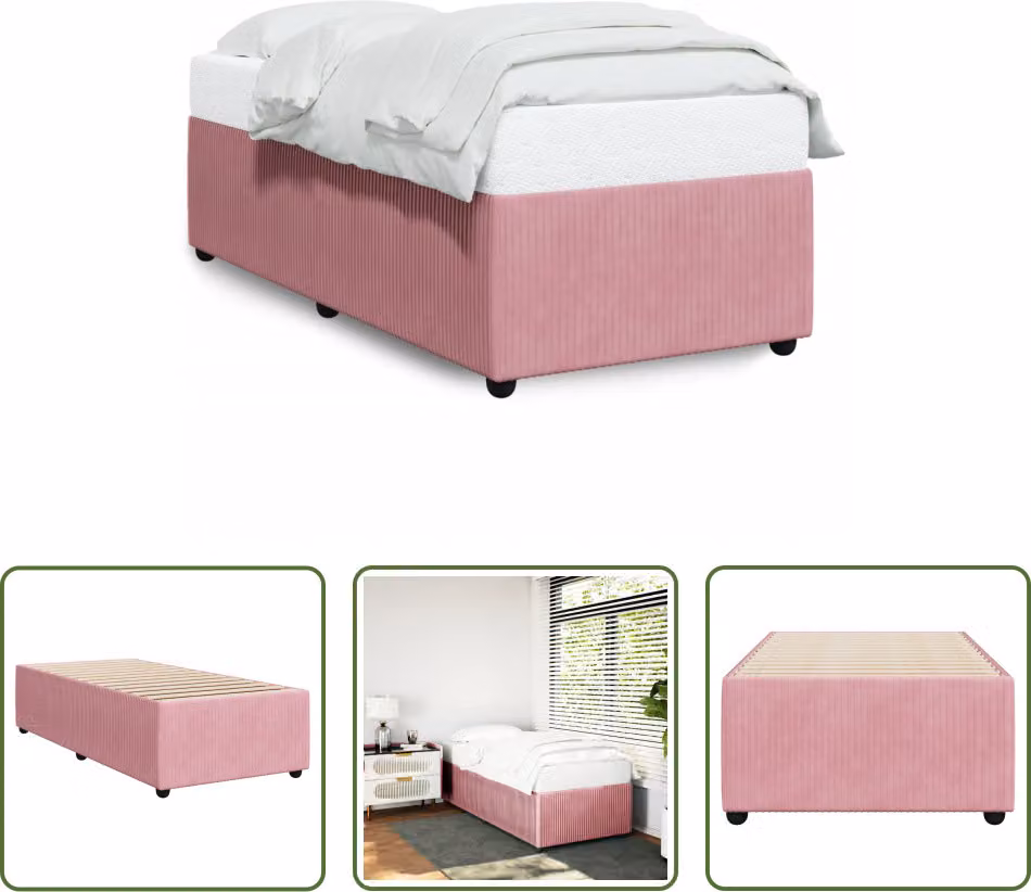 The Living Store Rete da letto rosa 80x200 cm in velluto