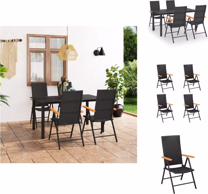 vidaXL Set da pranzo da giardino 5 pezzi nero e marrone - Set di mobili da giardino